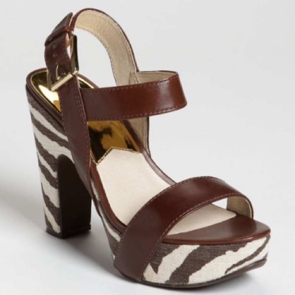 Ivana Sandal Michael Kors Block Heels Zebra 7.5